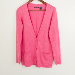 Moda International Silk Cashmere Blend V Neck Cardigan Pink Size Medium